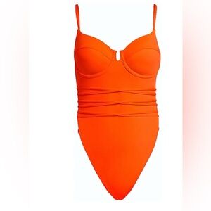 Adidas IVY PARK Solar Orange One NWT Piece Strappy Swimsuit Plus Size
